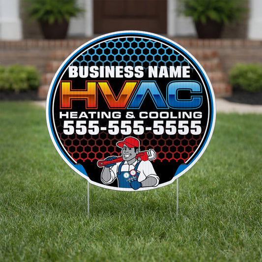 Custom HVAC Yard Signs | 10 - Pack| Two - Sided | Personalized Heating & Cooling Signs 20 EZ Stakes Included (Copy)