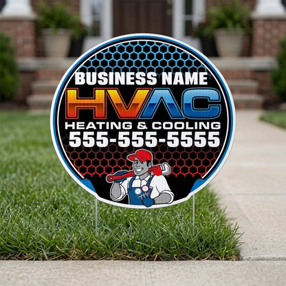 Custom HVAC Yard Signs | 10 - Pack| Two - Sided | Personalized Heating & Cooling Signs 20 EZ Stakes Included (Copy)