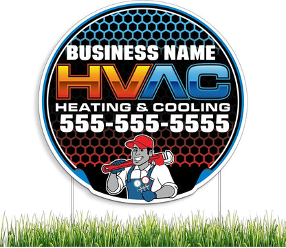 Custom HVAC Yard Signs | 10 - Pack| Two - Sided | Personalized Heating & Cooling Signs 20 EZ Stakes Included (Copy)