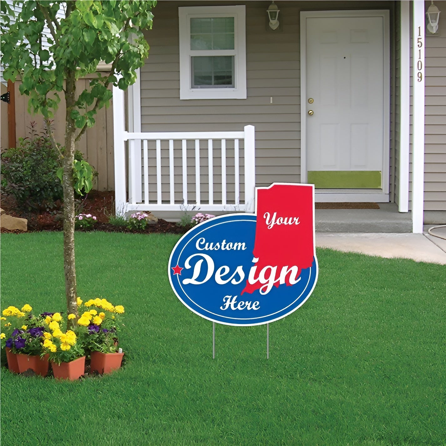 Indiana Reference Post Sign Custom 2'x2' Indiana Shaped Yard Sign for Business & Campaigns ...