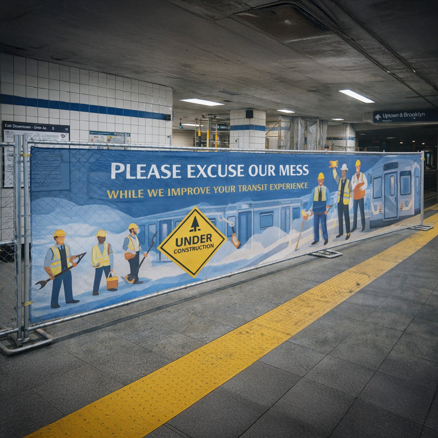 Custom Indoor Construction Fence Screens – Mesh Vinyl Privacy & Branding Banners