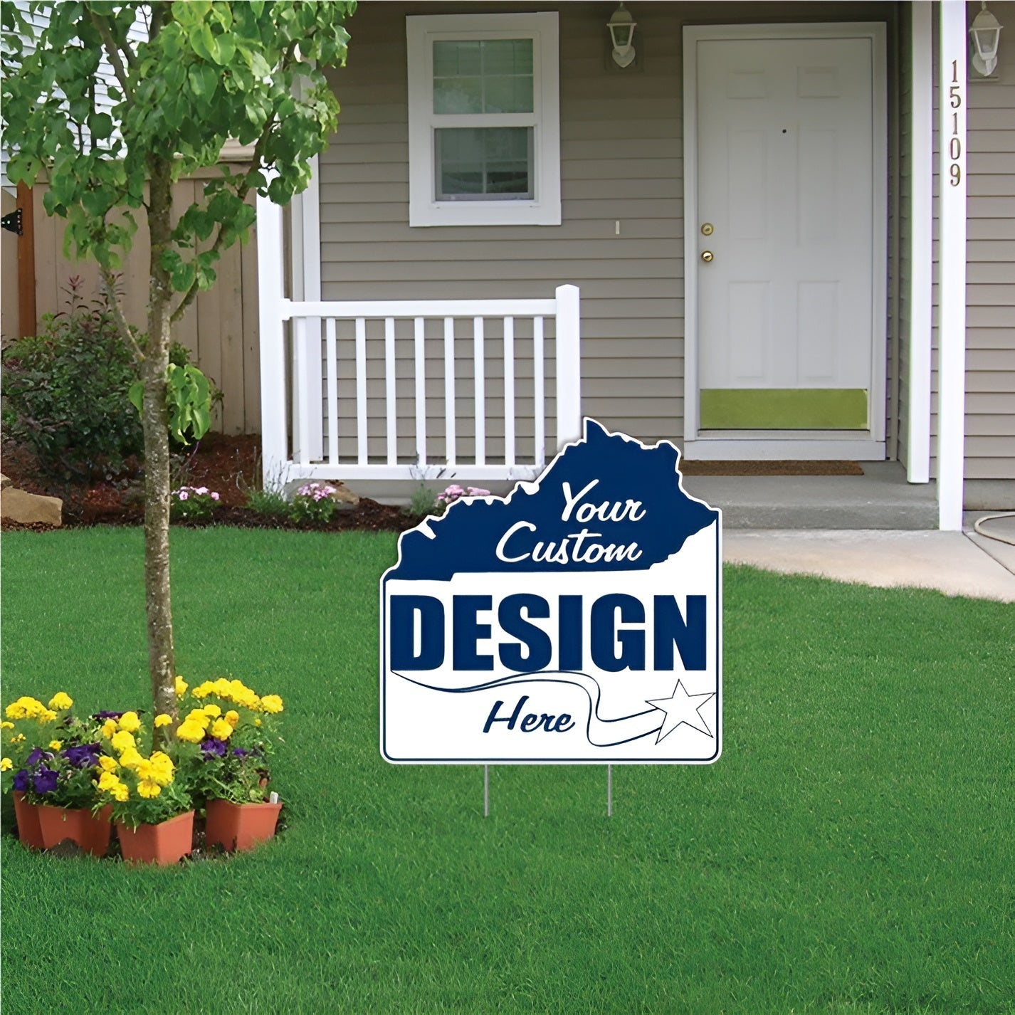 Custom 2'x2' Kentucky Shaped Yard Sign for Business & Campaigns ...