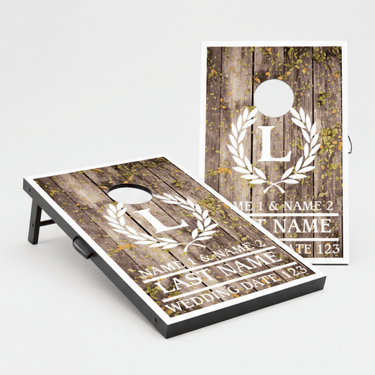 Custom Laurel and Initial Wedding Cornhole Bag Toss Game