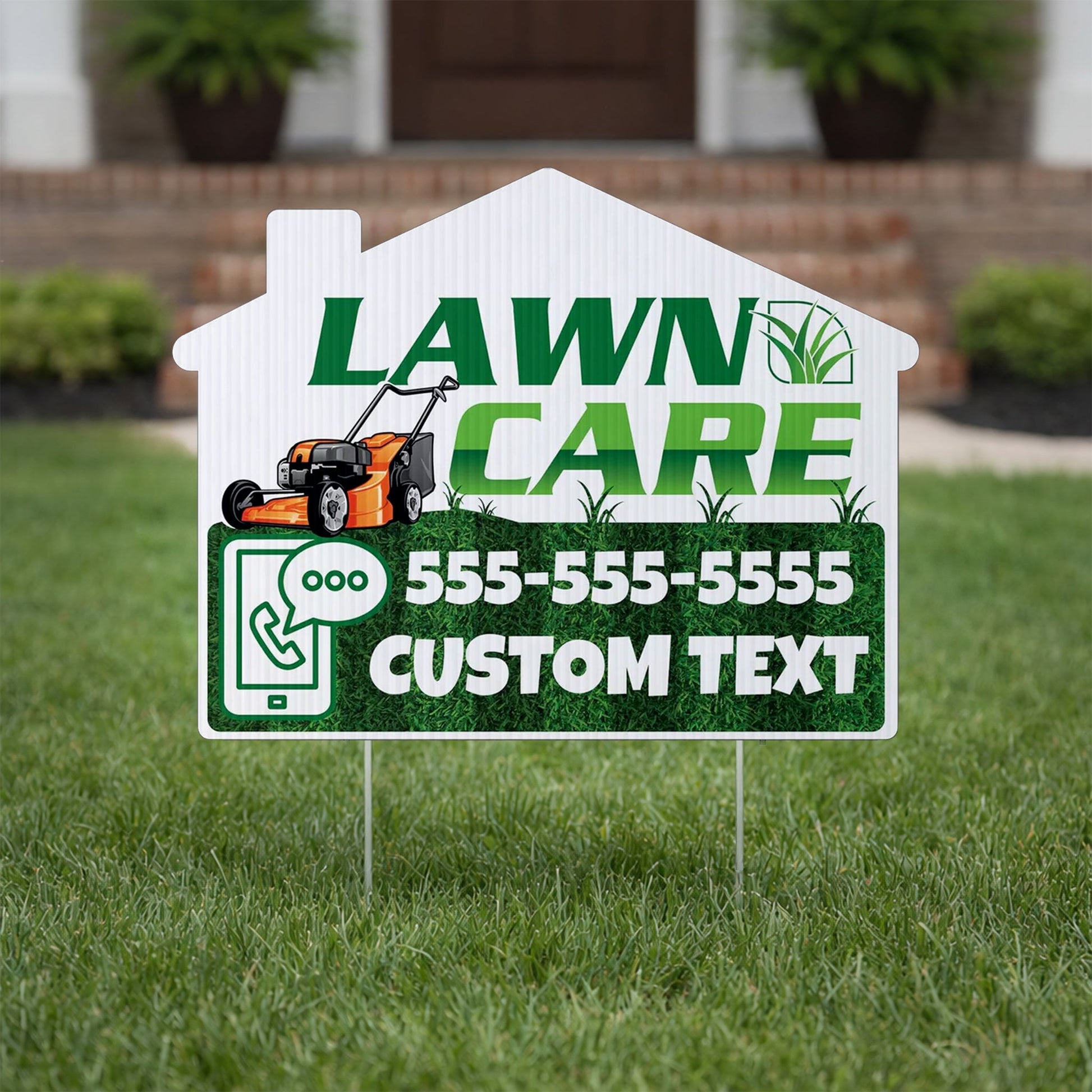 Custom Lawn Care Yard Signs | 10 - Pack | 20 EZ Stakes Included