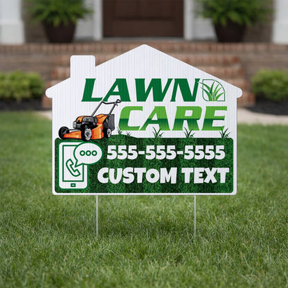 Custom Lawn Care Yard Signs | 10 - Pack | 20 EZ Stakes Included