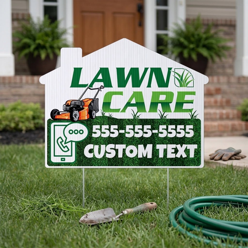 Custom Lawn Care Yard Signs | 10 - Pack | 20 EZ Stakes Included