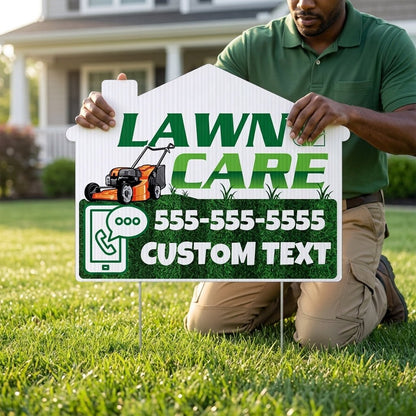 Custom Lawn Care Yard Signs | 10 - Pack | 20 EZ Stakes Included