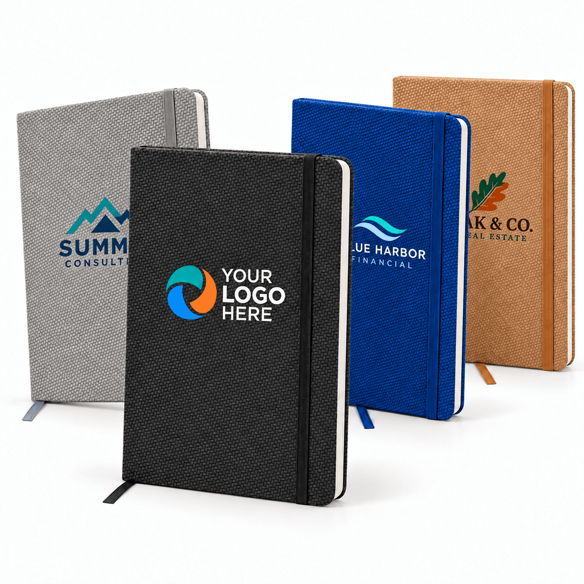 Custom Logo Textured Hardcover Notebook - Arco A5 Knit