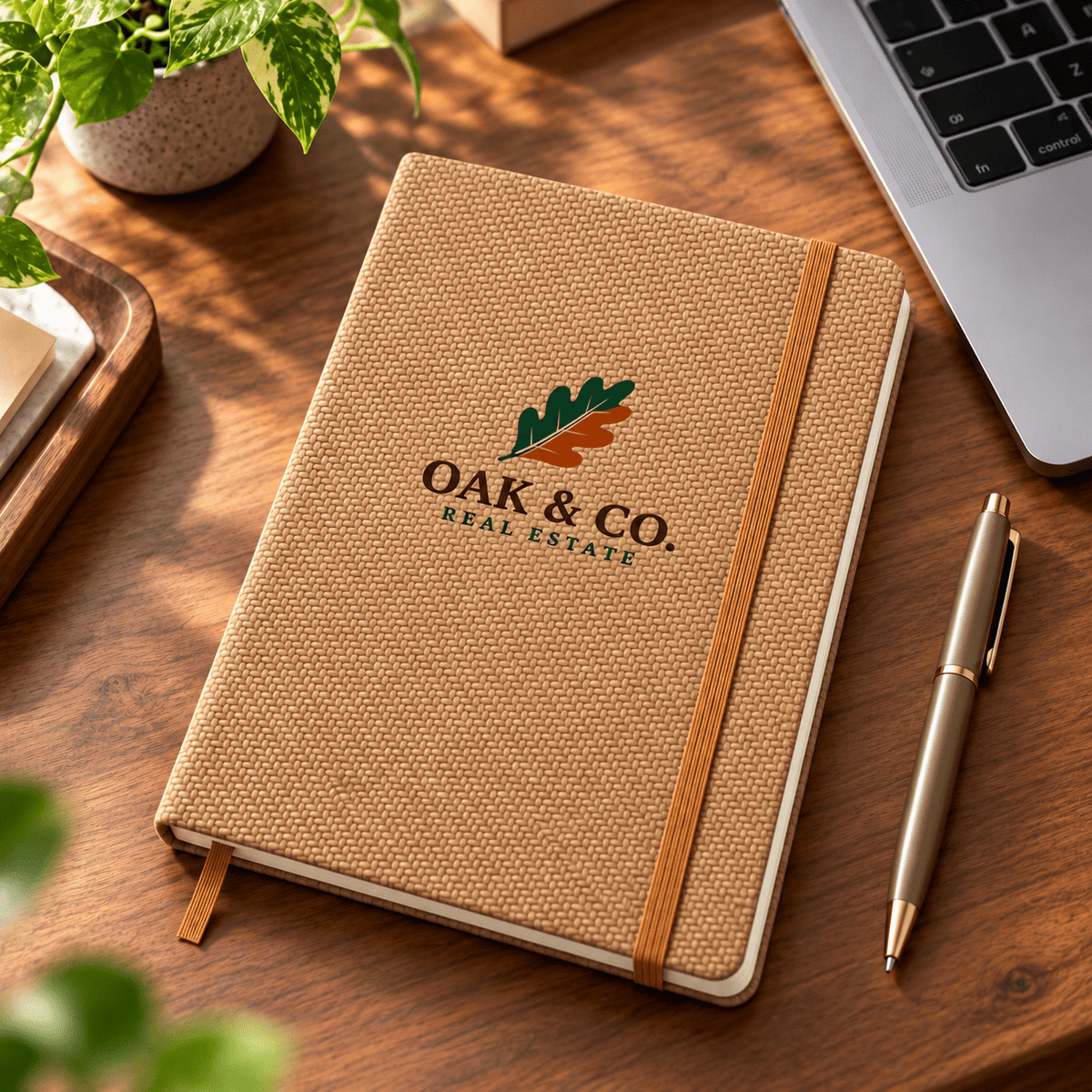 Custom Logo Textured Hardcover Notebook - Arco A5 Knit