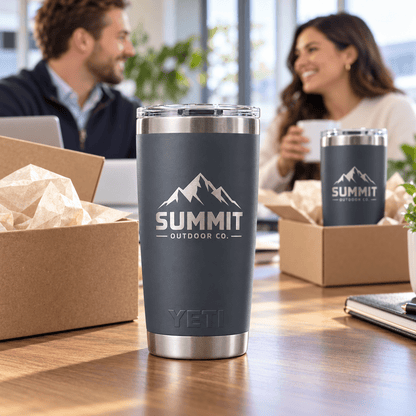 Custom Logo YETI® Rambler® 20 oz Tumbler – Laser Engraved