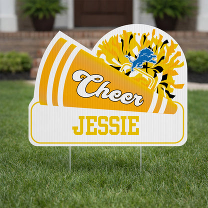 Custom Megaphone Shaped Cheer Team Yard Sign