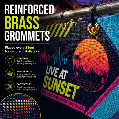 Custom Mesh Fence Banner for Concerts, Festivals & Events – Personalized Outdoor Wind-Permeable Fence Wrap