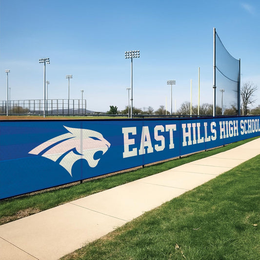 Custom Mesh Fence Banners for Schools & Athletics – Personalized Wind - Permeable Fence Wrap with Logo, Text & Colors | with Reinforced Grommets