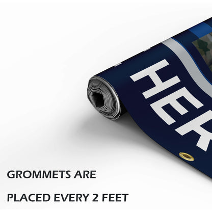 Custom Military Welcome Home Banner – Personalized Military Homecoming Sign (Blue & Silver)