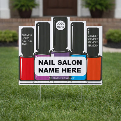 Custom Nail Salon Yard Signs | 10 - Pack | 20 EZ Stakes Included