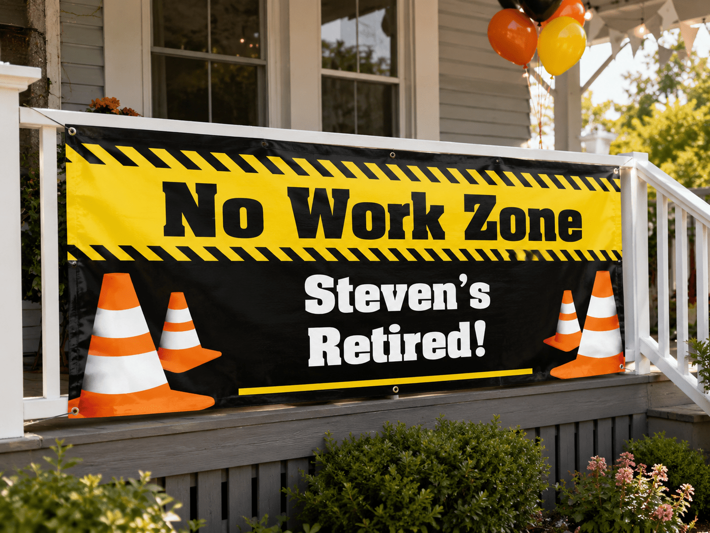Custom No Work Zone Retirement Vinyl Banner