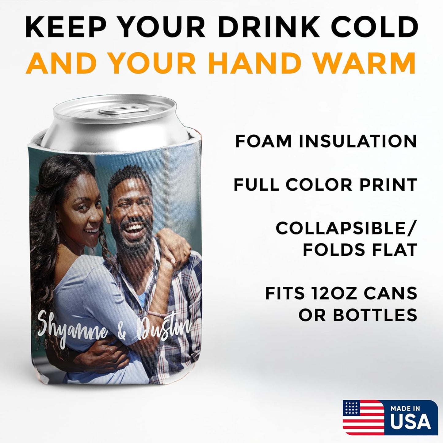 Custom Photo Can Coolers, Logo Can Coolers, Free shipping