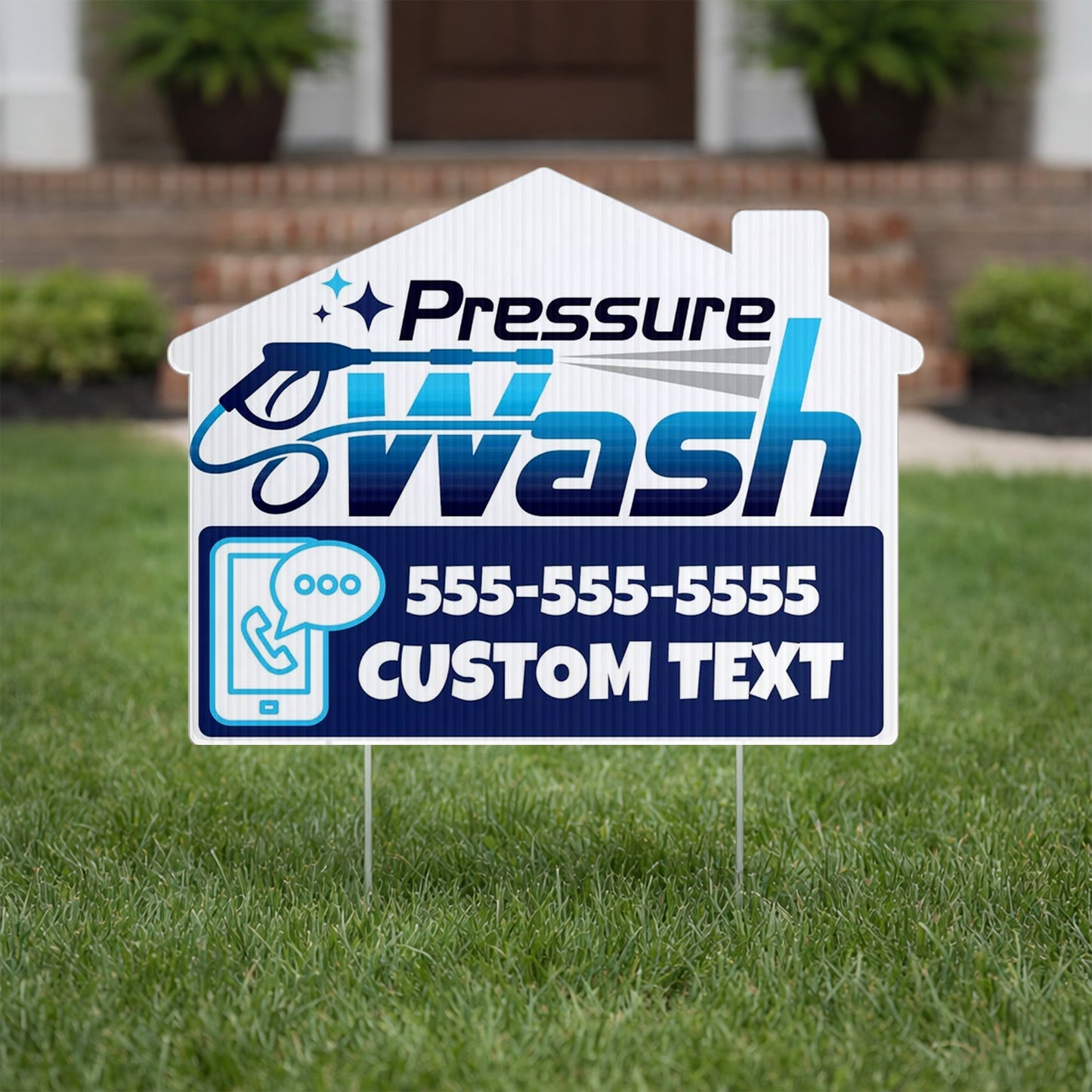 Custom Pressure Wash Yard Signs | 10 - Pack | 20 EZ Stakes Included