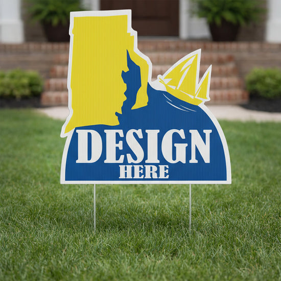 Custom 2'x2' Rhode Island Shaped Yard Sign for Business & Campaigns ...