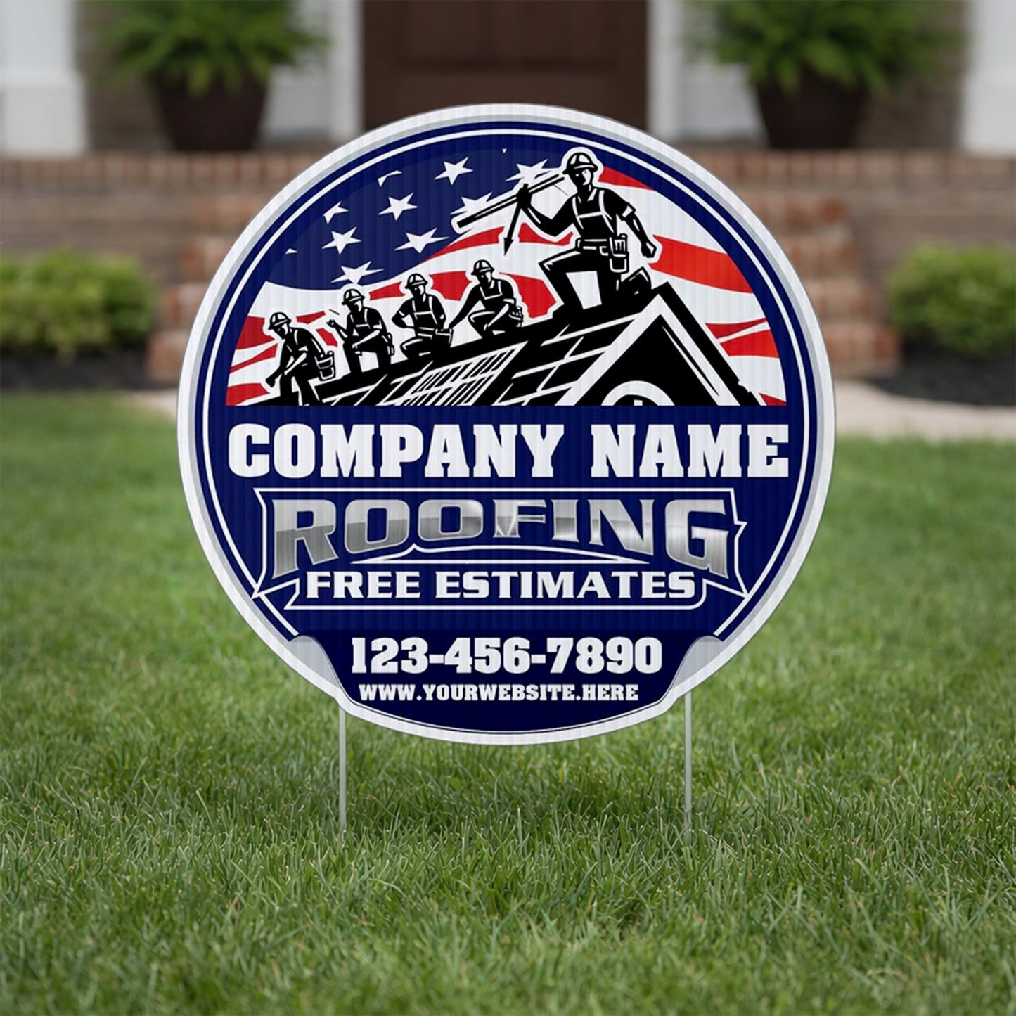 Custom Roofing Company Yard Signs | 10 - Pack | 20 EZ Stakes Included