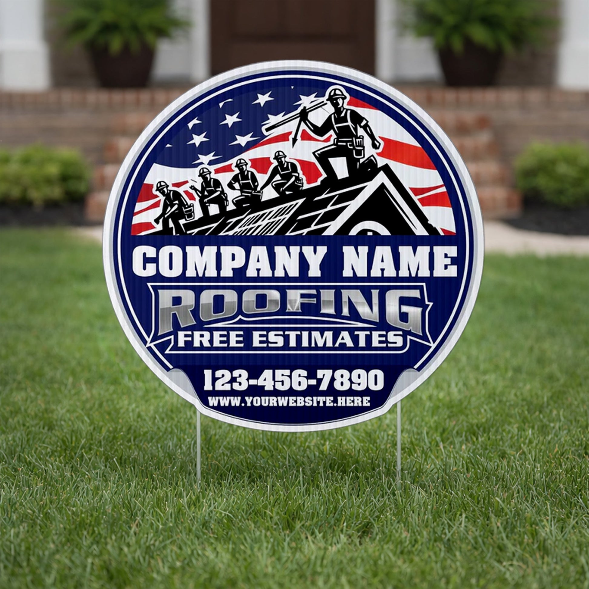 Custom Roofing Company Yard Signs | 10 - Pack | 20 EZ Stakes Included