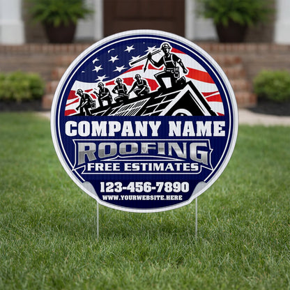 Custom Roofing Company Yard Signs | 10 - Pack | 20 EZ Stakes Included