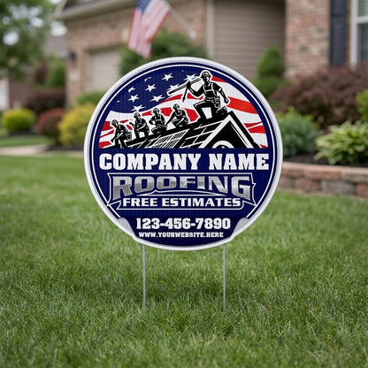 Custom Roofing Company Yard Signs | 10 - Pack | 20 EZ Stakes Included
