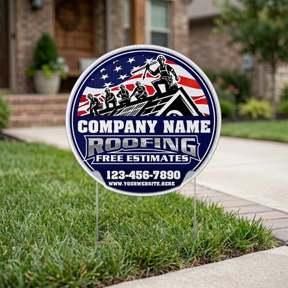 Custom Roofing Company Yard Signs | 10 - Pack | 20 EZ Stakes Included