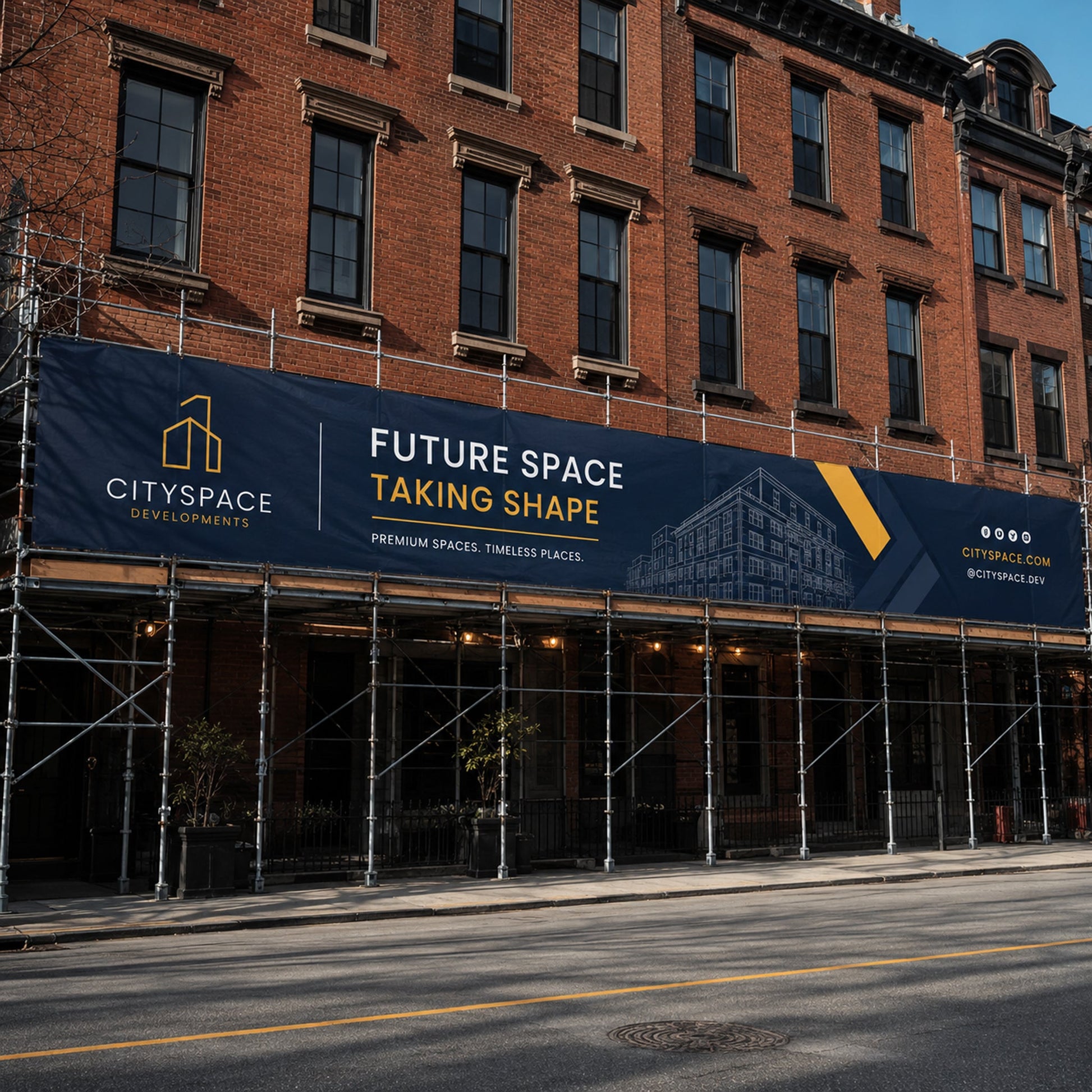 Custom Scaffolding Mesh Banner 6'x50' Outdoor Construction Fence Wrap for Buildings, Renovations & Job Sites
