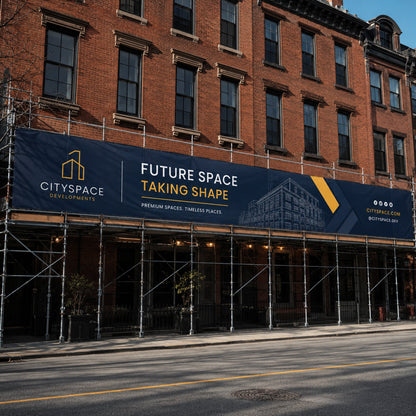 Custom Scaffolding Mesh Banner 6'x50' Outdoor Construction Fence Wrap for Buildings, Renovations & Job Sites