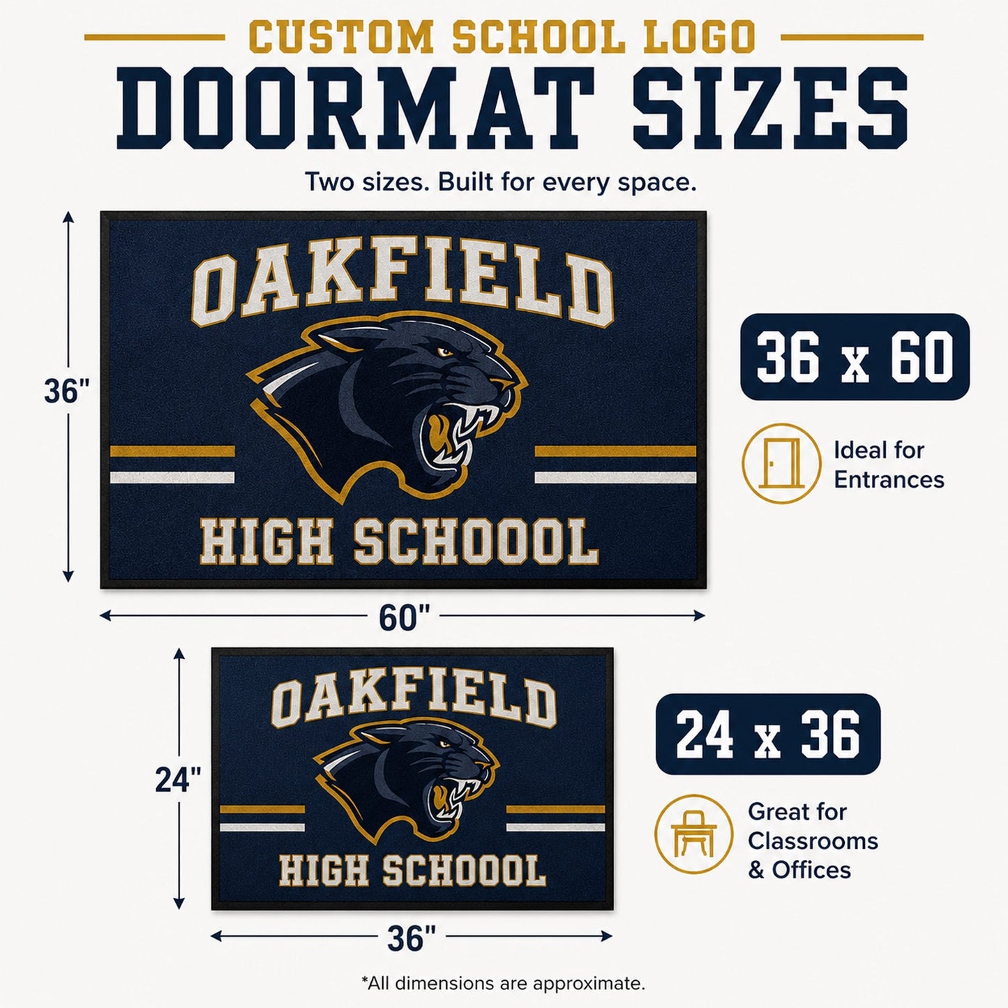 Custom School Logo Doormat – Personalized Entrance Mat