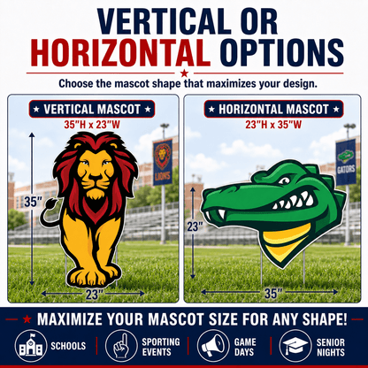 Custom School Mascot Cutout Yard Signs with EZ Stakes