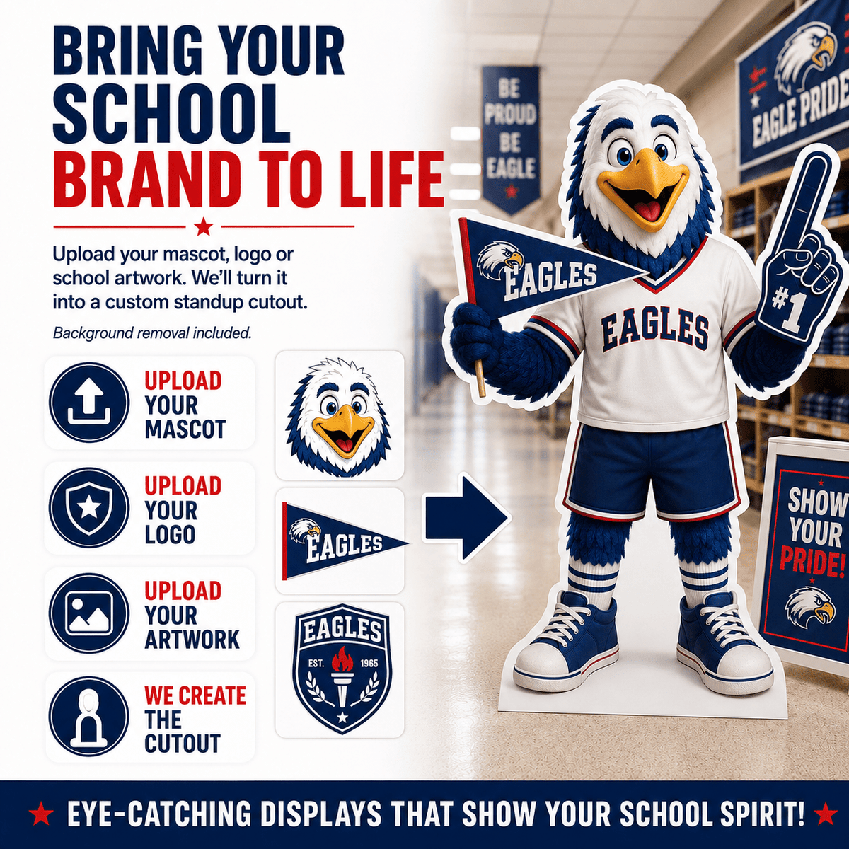 Custom School Mascot Standup Cutouts & School Spirit Displays