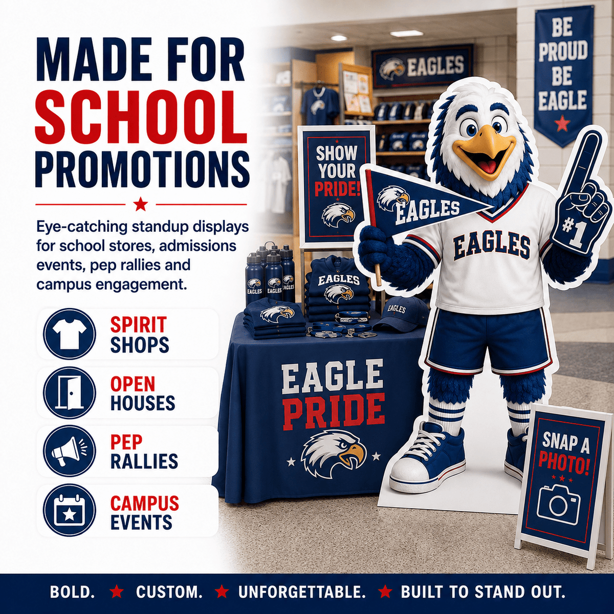 Custom School Mascot Standup Cutouts & School Spirit Displays
