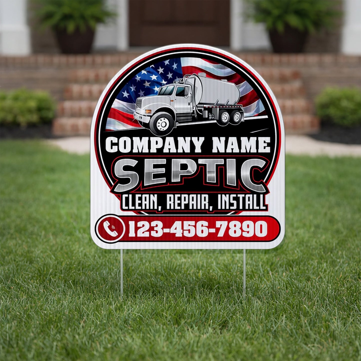 Custom Septic Yard Signs | 10 - Pack | 20 EZ Stakes Included