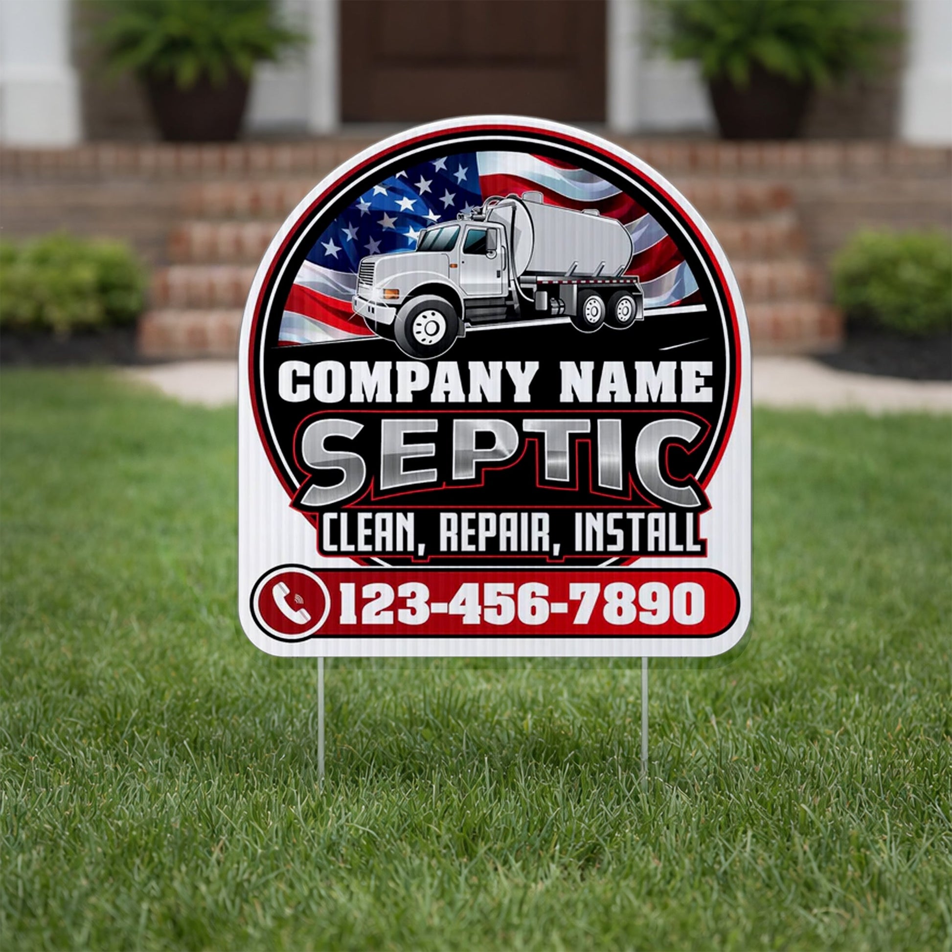 Custom Septic Yard Signs | 10 - Pack | 20 EZ Stakes Included