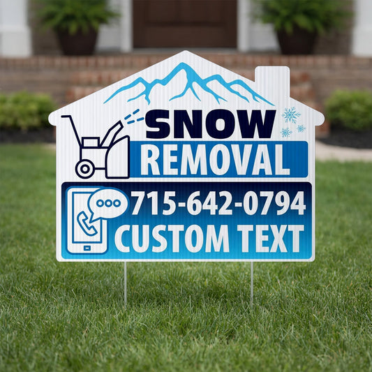 Custom Snow Removal Yard Signs | 10 - Pack | 20 EZ Stakes Included