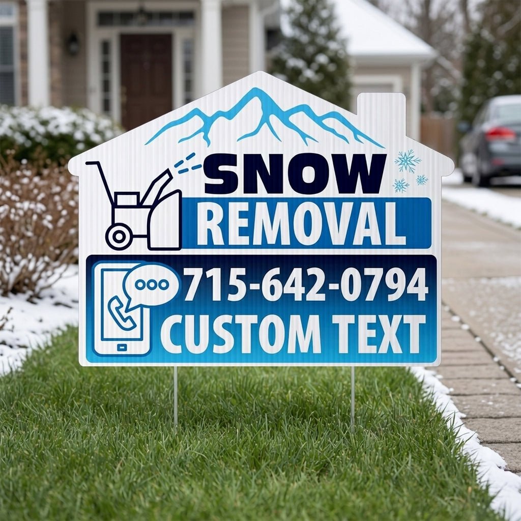 Custom Snow Removal Yard Signs | 10 - Pack | 20 EZ Stakes Included