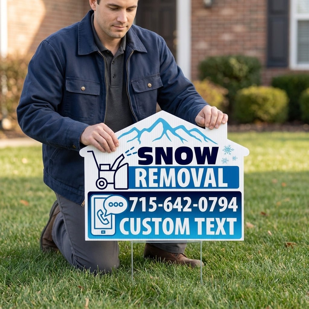 Custom Snow Removal Yard Signs | 10 - Pack | 20 EZ Stakes Included