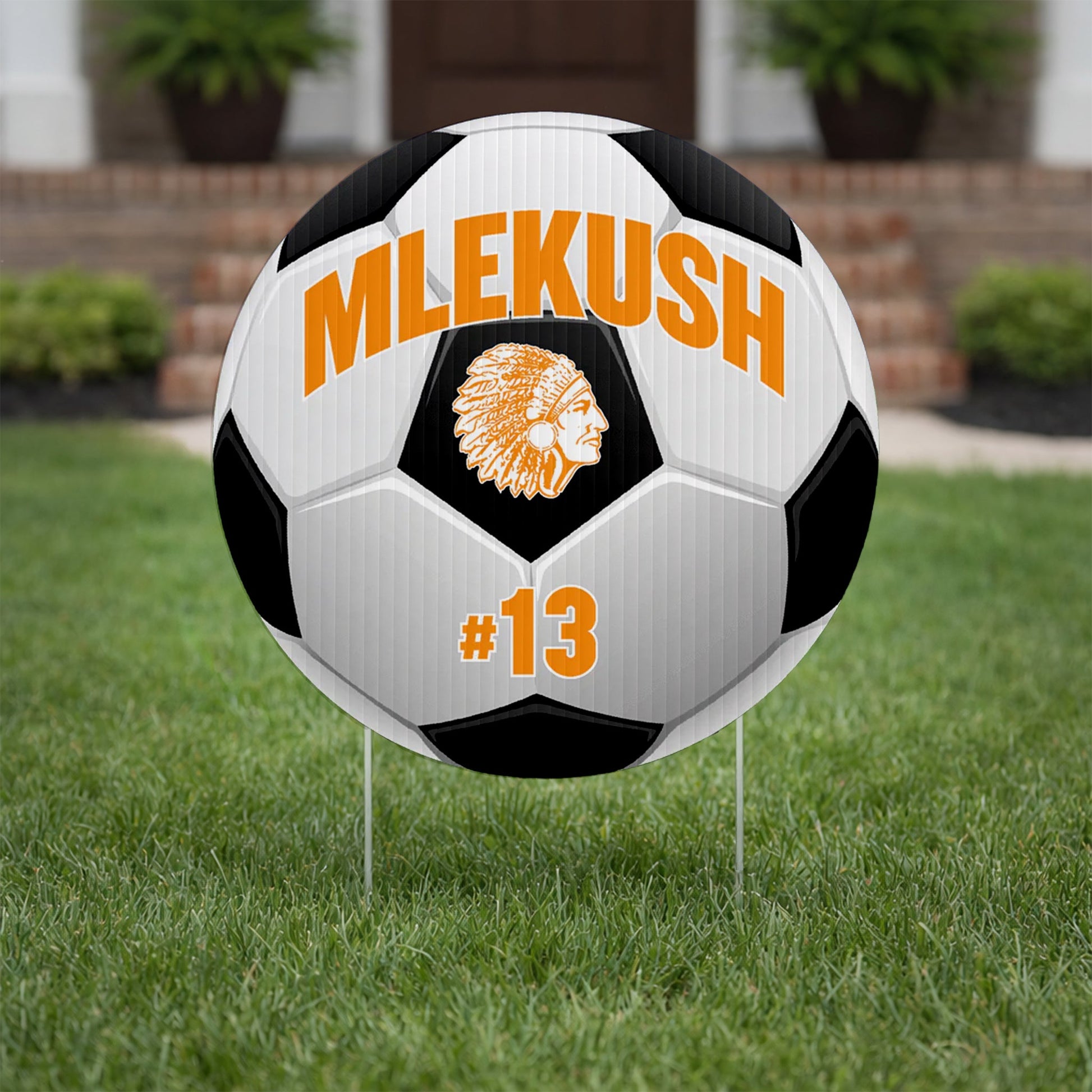 Custom Soccer Ball Player Name, Number and Mascot Fence & Yard Signs