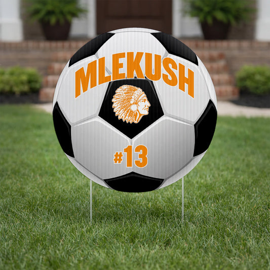 Custom Soccer Ball Player Name, Number and Mascot Fence & Yard Signs