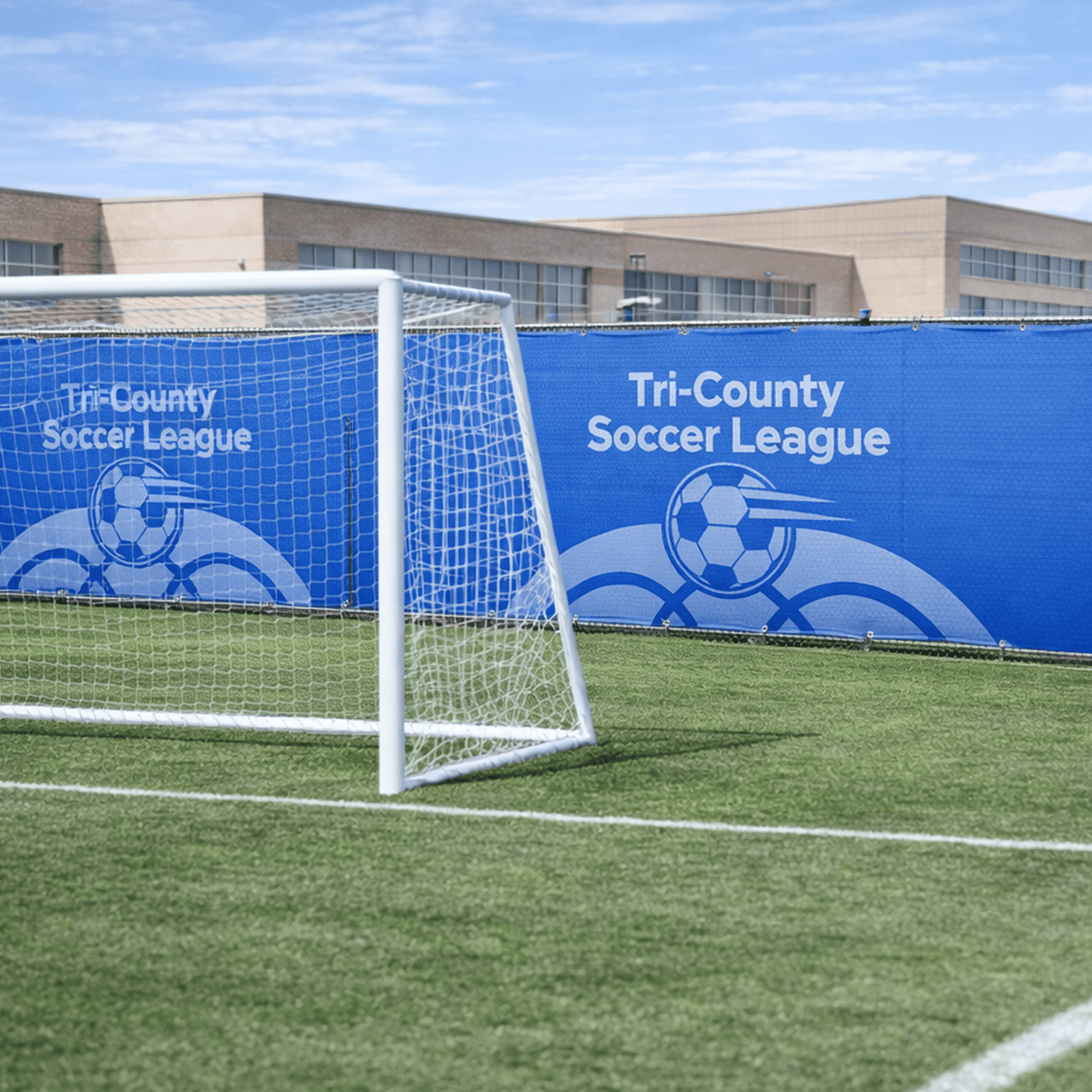 Custom Soccer Mesh Windscreen Banner – Personalized Fence Wrap with Logo | Wind - Permeable