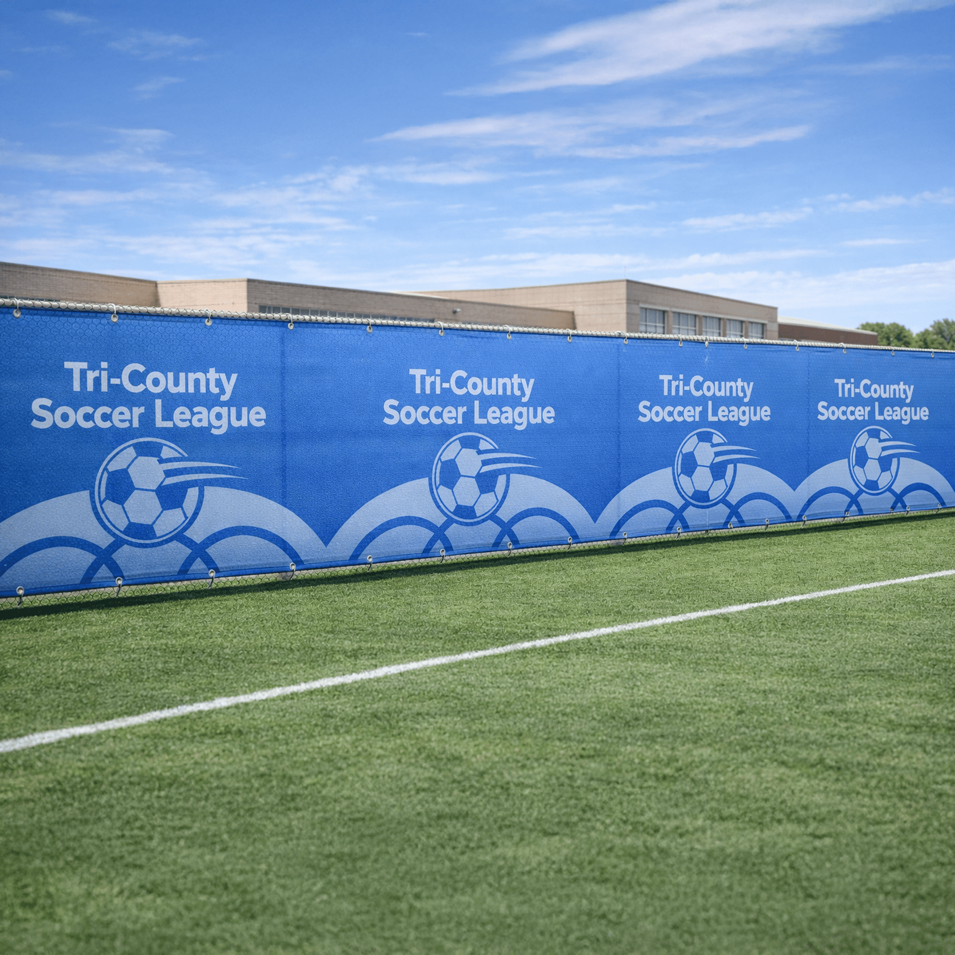 Custom Soccer Mesh Windscreen Banner – Personalized Fence Wrap with Logo | Wind - Permeable