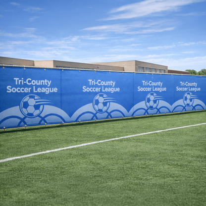 Custom Soccer Mesh Windscreen Banner – Personalized Fence Wrap with Logo | Wind - Permeable