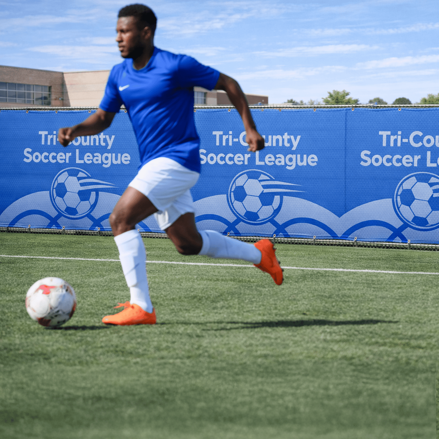 Custom Soccer Mesh Windscreen Banner – Personalized Fence Wrap with Logo | Wind - Permeable
