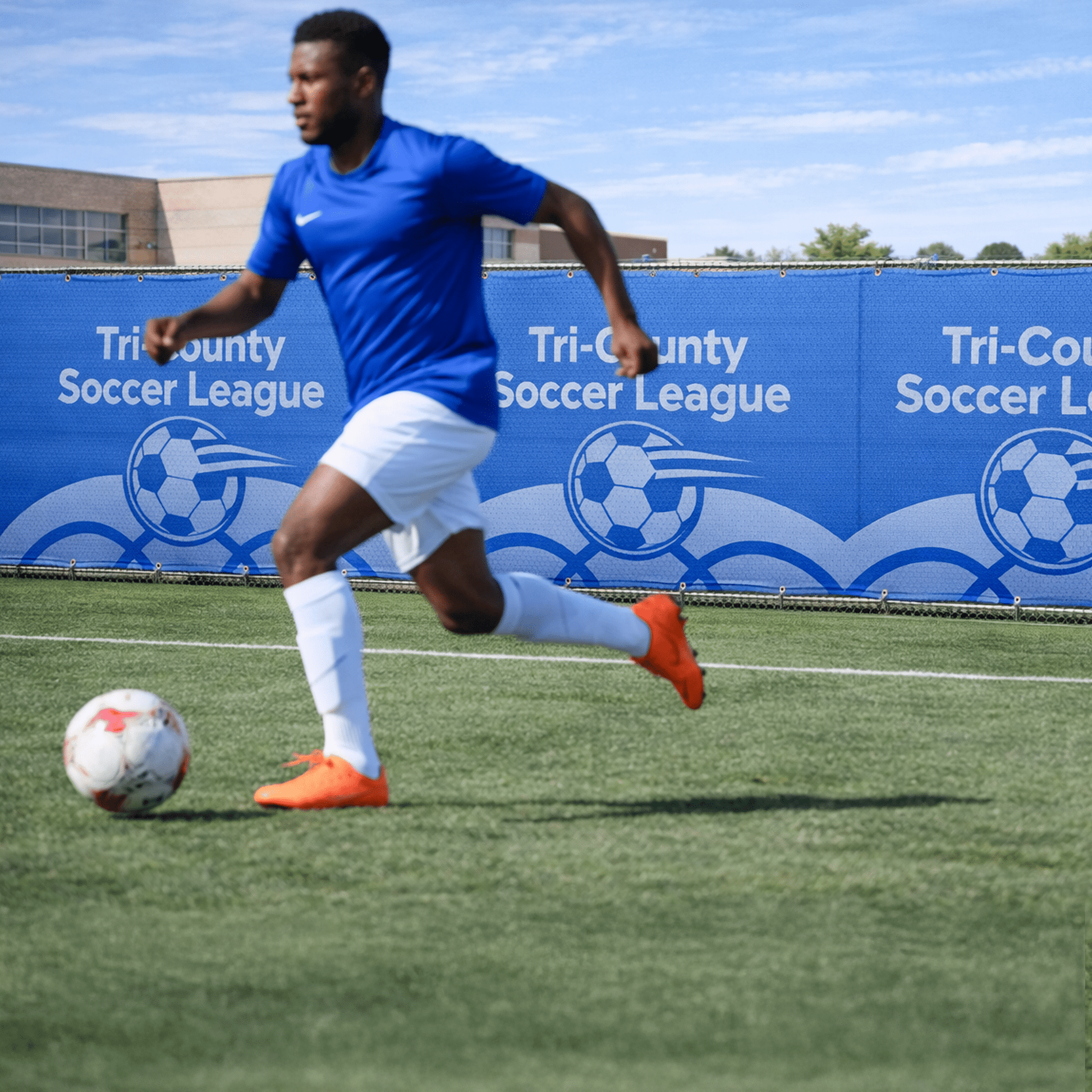 Custom Soccer Mesh Windscreen Banner – Personalized Fence Wrap with Logo | Wind - Permeable