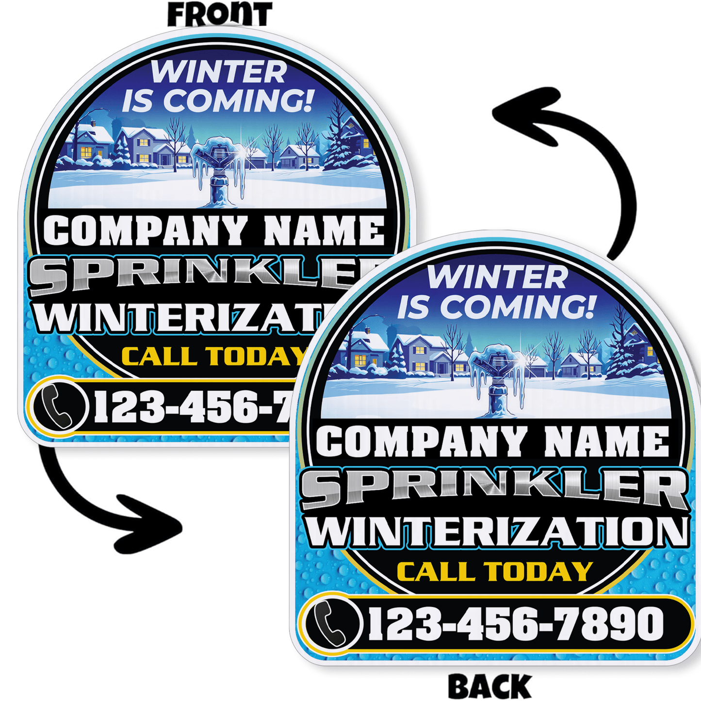 Custom Sprinkler Winterization Yard Signs | 10 - Pack | 20 EZ Stakes Included