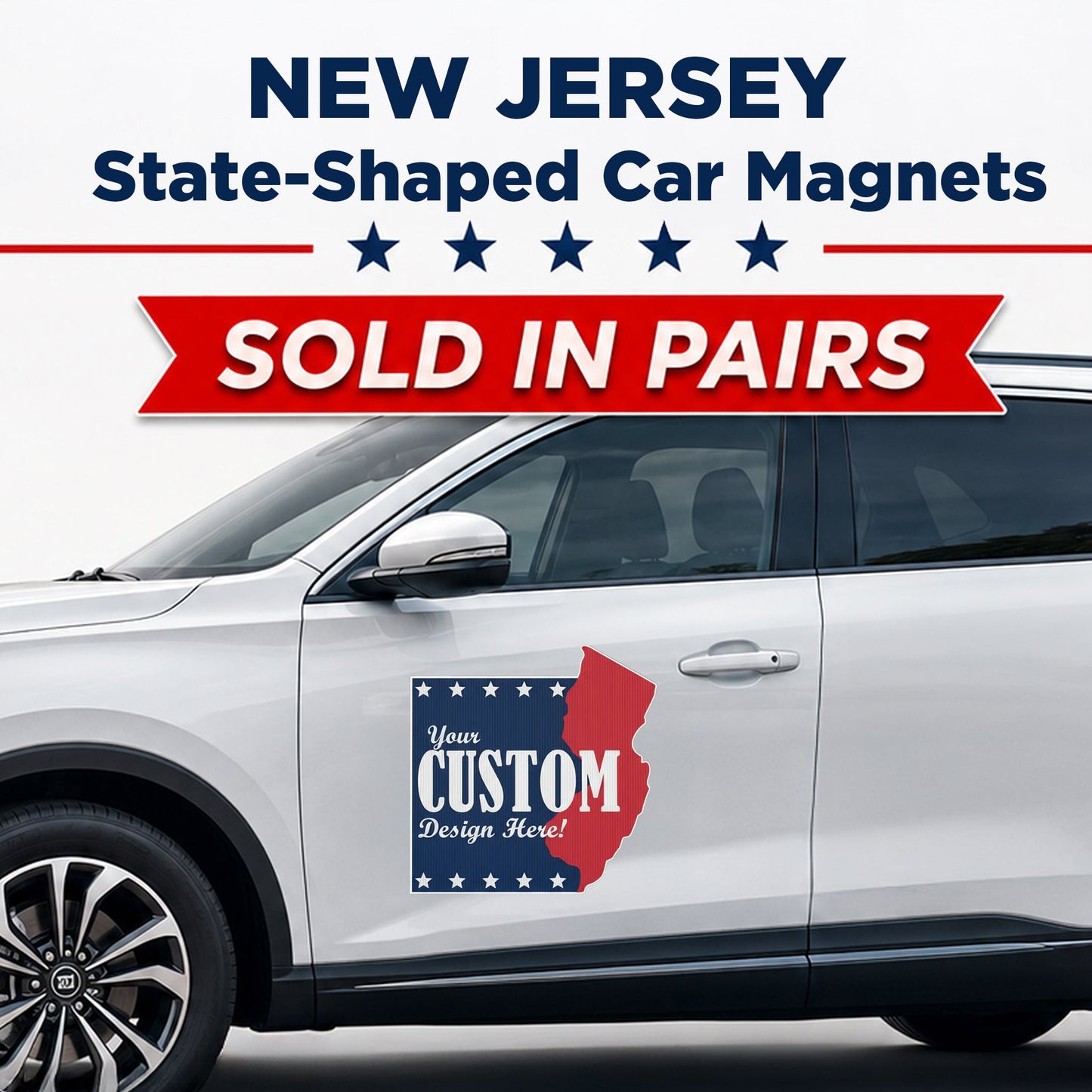 Custom State Shaped Car Magnet (Pair) 22" Magnetic Vehicle Signs by State