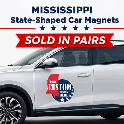 Custom State Shaped Car Magnet (Pair) 22" Magnetic Vehicle Signs by State