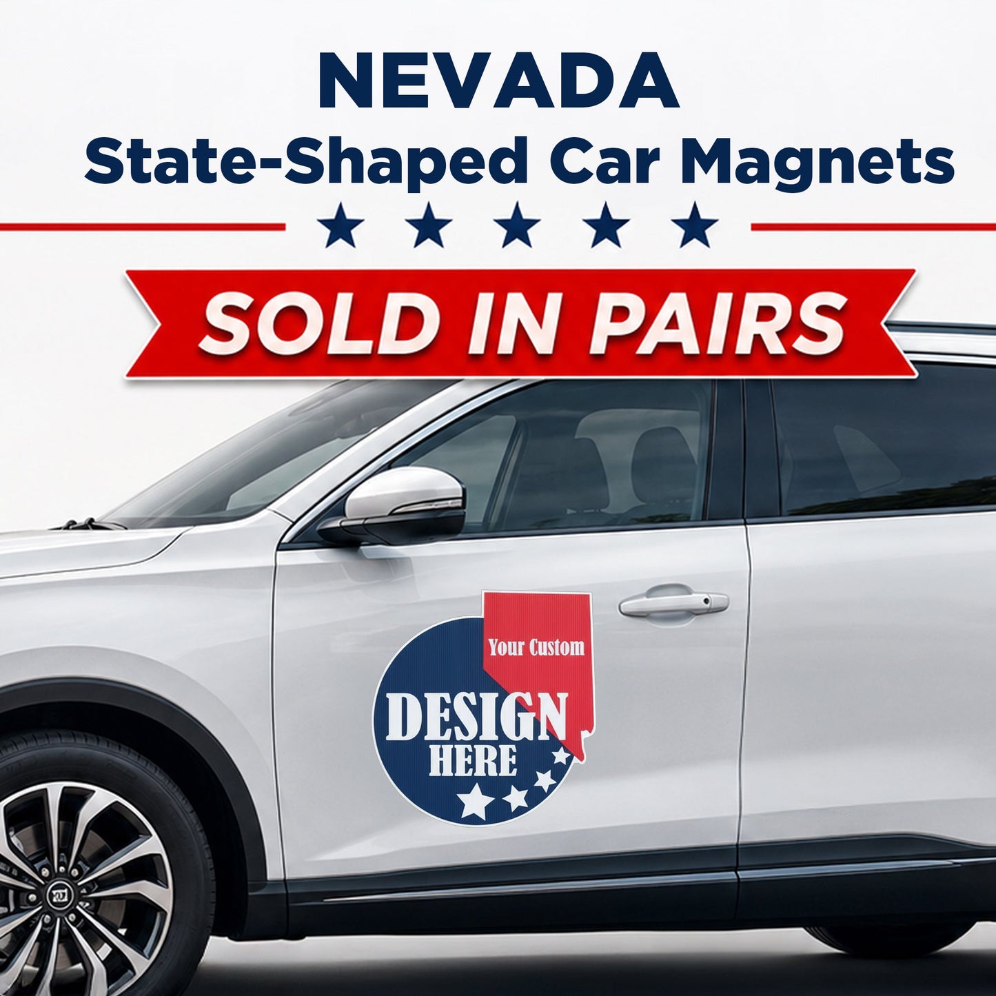 Custom State Shaped Car Magnet (Pair) 22" Magnetic Vehicle Signs by State